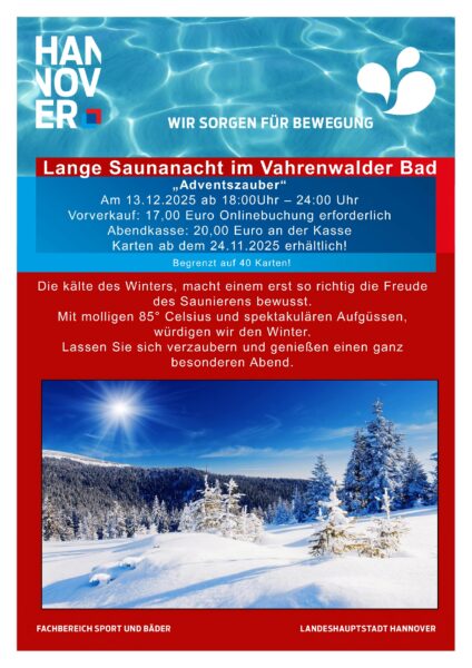 Saunanacht im Vahrenwalder Bad am 13.12.2025